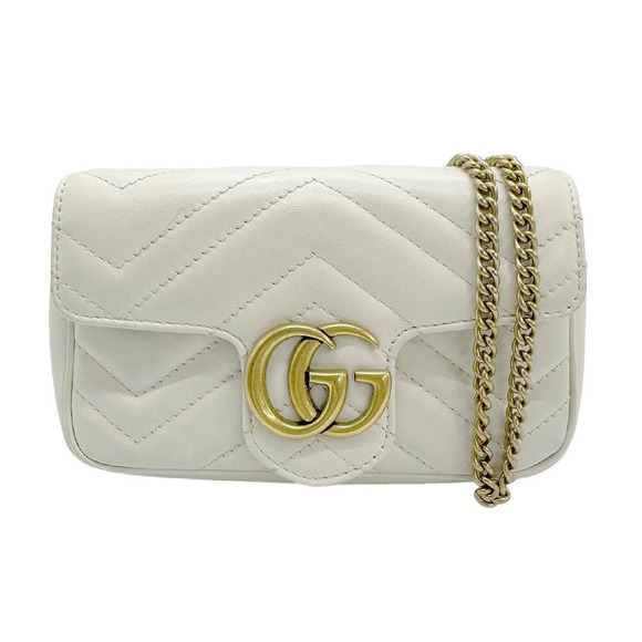 Gucci Handbags - Gucci GG Marmont Leather Shoulder Bag Ivory White